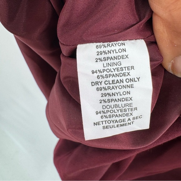 Trina Turk Elegant Burgundy Ruffle Sleeve Dress bell sleeve size 6 - Picture 4 of 8